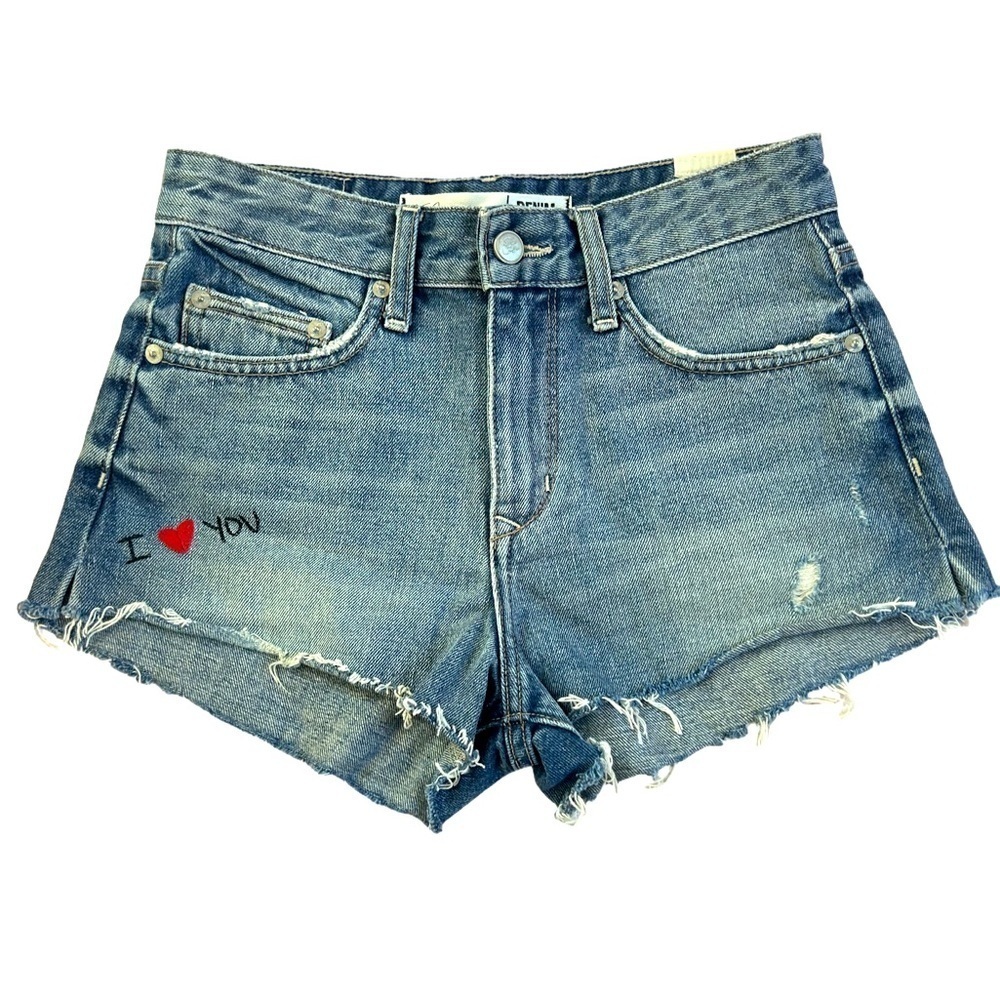 Lovers + Friends Denim Shorts I Heart You Distressed Cutoff Jean Women's Size 24